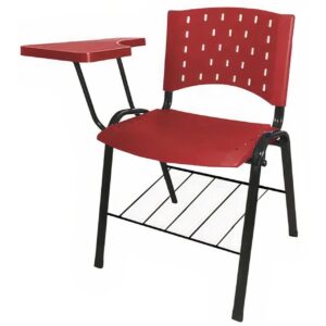 Cadeira Universitária Plástica Prancheta MDF - Cor Vermelho - MRPLAST - 34011