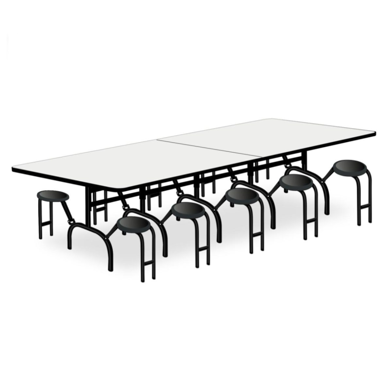 Mesa p/ Refeitório ESCAMOTEÁVEL 10 Lugares - MDP BRANCO DE 25 MM - ART VIVA - 50048 Mesa p/ Refeitório ESCAMOTEÁVEL 10 Lugares - MDP BRANCO DE 25 MM - ART VIVA - 50048