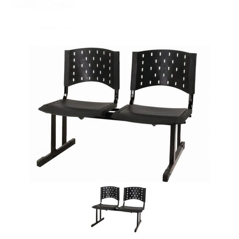 Kit Móveis Kit 02 Cadeiras Longarinas PLÁSTICAS 02 Lugares - Cor PRETA - REALPLAST - 23018 Kit Móveis Kit 02 Cadeiras Longarinas PLÁSTICAS 02 Lugares - Cor PRETA - REALPLAST - 23018