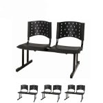 Kit Móveis Kit 04 Cadeiras Longarinas PLÁSTICAS 02 Lugares - Cor PRETA - REALPLAST - 23020