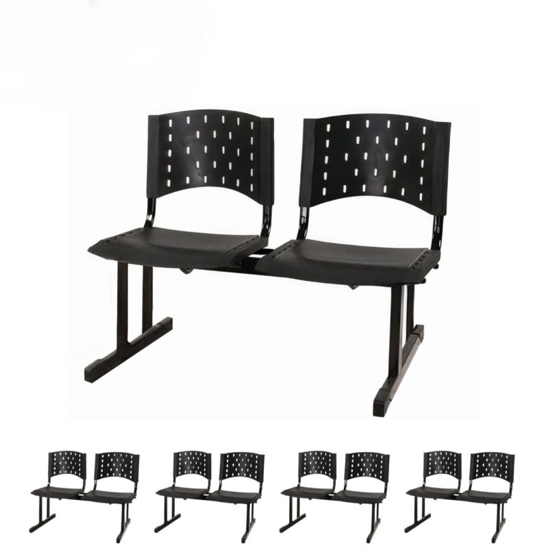 Kit Móveis Kit 05 Cadeiras Longarinas PLÁSTICAS 02 Lugares - Cor PRETA - REALPLAST - 23021 Kit Móveis Kit 05 Cadeiras Longarinas PLÁSTICAS 02 Lugares - Cor PRETA - REALPLAST - 23021