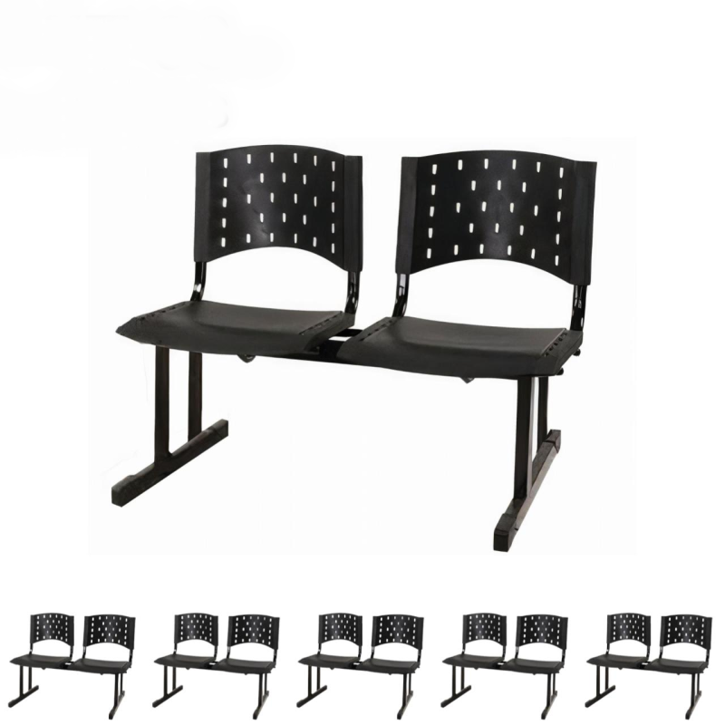 Kit Móveis Kit 06 Cadeiras Longarinas PLÁSTICAS 02 Lugares - Cor PRETA - REALPLAST - 23022 Kit Móveis Kit 06 Cadeiras Longarinas PLÁSTICAS 02 Lugares - Cor PRETA - REALPLAST - 23022