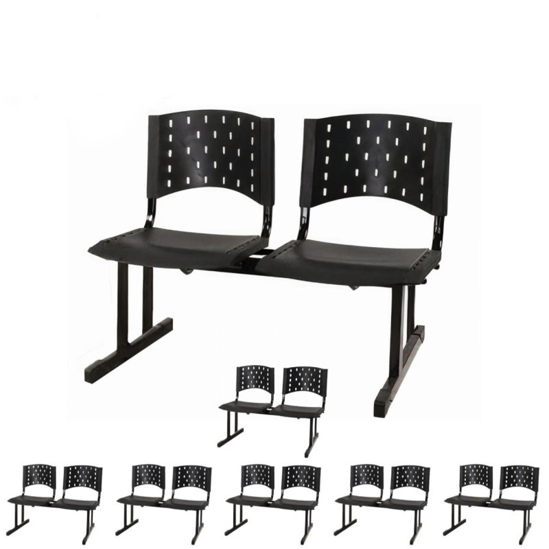 Kit Móveis Kit 07 Cadeiras Longarinas PLÁSTICAS 02 Lugares - Cor PRETA - REALPLAST - 23023 Kit Móveis Kit 07 Cadeiras Longarinas PLÁSTICAS 02 Lugares - Cor PRETA - REALPLAST - 23023