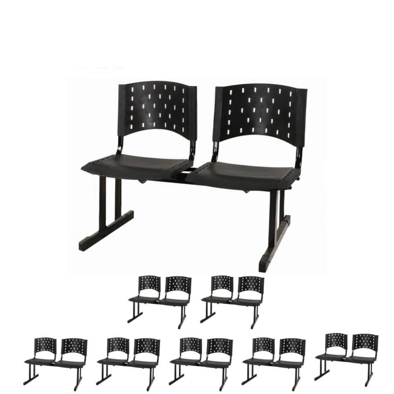 Kit Móveis Kit 08 Cadeiras Longarinas PLÁSTICAS 02 Lugares - Cor PRETA - REALPLAST - 23024 Kit Móveis Kit 08 Cadeiras Longarinas PLÁSTICAS 02 Lugares - Cor PRETA - REALPLAST - 23024