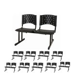 Kit Móveis Kit 10 Cadeiras Longarinas PLÁSTICAS 02 Lugares - Cor PRETA - REALPLAST - 23026 Kit Móveis Kit 10 Cadeiras Longarinas PLÁSTICAS 02 Lugares - Cor PRETA - REALPLAST - 23026