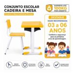 Conjunto Escolar Amarelo com Mesa e Cadeira 03 a 06 Anos
