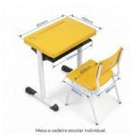 Conjunto Escolar Amarelo com Mesa e Cadeira 03 a 06 Anos