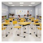 Conjunto Escolar Amarelo com Mesa e Cadeira 03 a 06 Anos