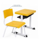 Conjunto Escolar Amarelo com Mesa e Cadeira 03 a 06 Anos