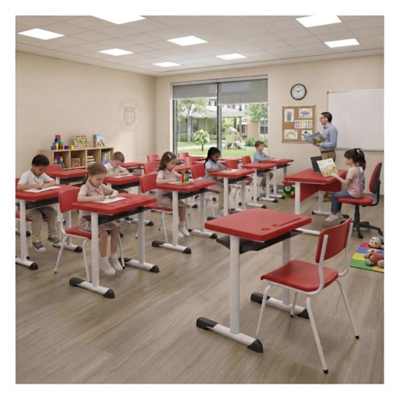 Conjunto Escolar Vermelho com Mesa e Cadeira 03 a 06 Anos