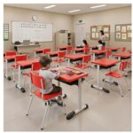 Conjunto Escolar Vermelho com Mesa e Cadeira 03 a 06 Anos