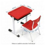 Conjunto Escolar Vermelho com Mesa e Cadeira 03 a 06 Anos