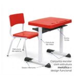 Conjunto Escolar Vermelho com Mesa e Cadeira 03 a 06 Anos