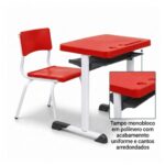 Conjunto Escolar Vermelho com Mesa e Cadeira 03 a 06 Anos