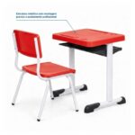 Conjunto Escolar Vermelho com Mesa e Cadeira 03 a 06 Anos