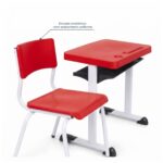 Conjunto Escolar Vermelho com Mesa e Cadeira 03 a 06 Anos