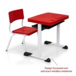 Conjunto Escolar Vermelho com Mesa e Cadeira 03 a 06 Anos