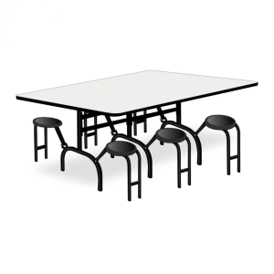 Mesa p/ Refeitório ESCAMOTEÁVEL 06 Lugares  - MDP BRANCO DE 25 MM -  ART VIVA - 50051