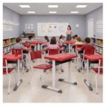 Conjunto Escolar Vermelha com Mesa e Cadeira 06 a 10 Anos