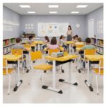 Conjunto Escolar Amarelo com Mesa e Cadeira 06 a 10 Anos