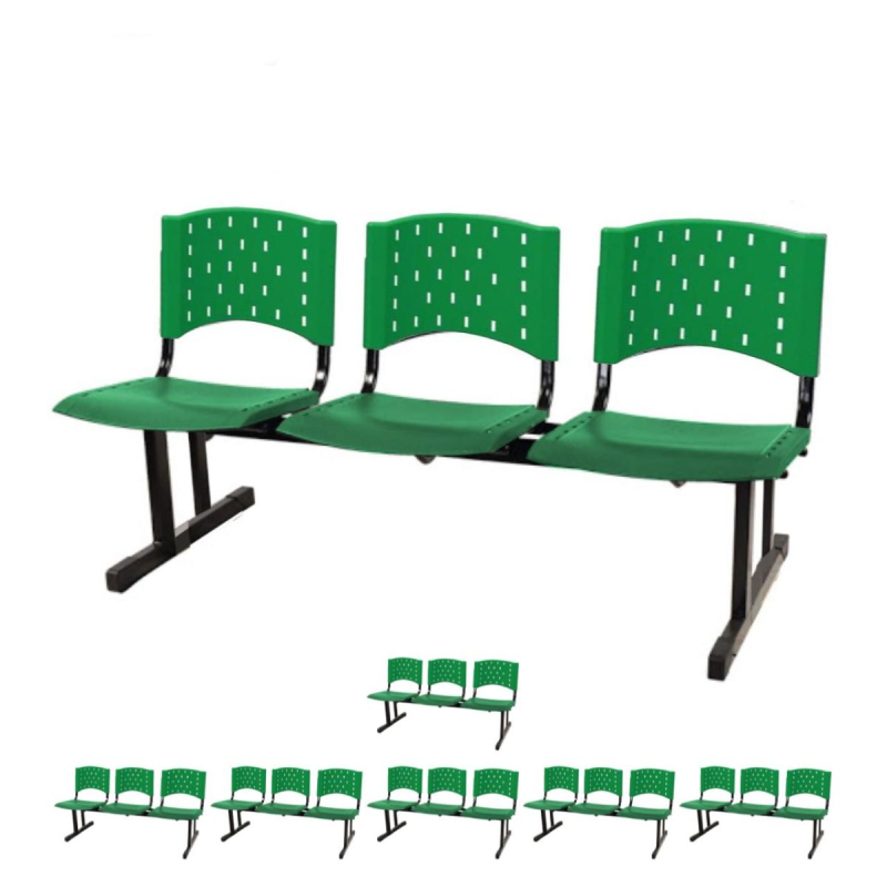 Kit Móveis Kit 07 Cadeiras longarinas PLÁSTICAS 03 Lugares - Cor VERDE - REALPLAST - 23077 Kit Móveis Kit 07 Cadeiras longarinas PLÁSTICAS 03 Lugares - Cor VERDE - REALPLAST - 23077