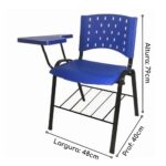 Kit 10 Cadeiras Plásticas Universitárias PRANCHETA PLÁSTICA com Porta Livros - Cor Azul 32034