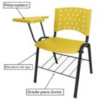 Kit 10 Cadeiras Plásticas Universitárias PRANCHETA PLÁSTICA com Porta Livros - Cor Amarelo 32037