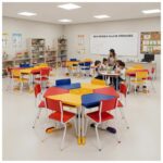 Conjunto Escolar Hexagonal Coletivo com 6 Lugares