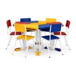 Conjunto Escolar Hexagonal Coletivo com 6 Lugares