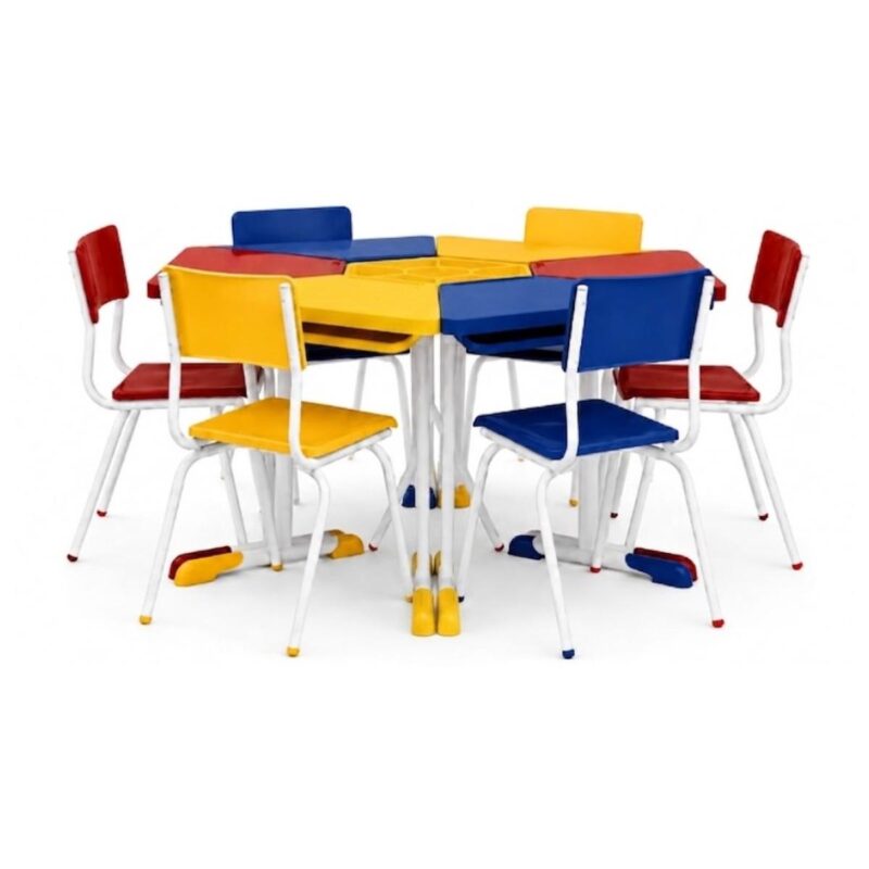 Conjunto Escolar Hexagonal Coletivo com 6 Lugares Conjunto Escolar Hexagonal Coletivo com 6 Lugares