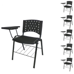 Móveis Escolares KIT 05 Cadeiras Universitárias com Prancheta e Porta Livros - Cor Preto - REAPLAST - 32043