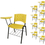 Móveis Escolares Kit 10 Cadeiras Plásticas Universitárias PRANCHETA PLÁSTICA com Porta Livros REALPLAST - Cor Amarelo - 32037 Móveis Escolares Kit 10 Cadeiras Plásticas Universitárias PRANCHETA PLÁSTICA com Porta Livros REALPLAST - Cor Amarelo - 32037