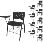 Móveis Escolares KIT 10 Cadeiras Universitárias com Prancheta e Porta Livros - Cor Preto - REAPLAST - 32042