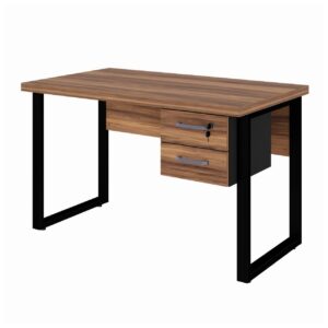 Mesa Escritório PÉ QUADRO - 1,20x0,60m - C/ Gavetas - NOGAL SEVILHA/PRETO - 24471