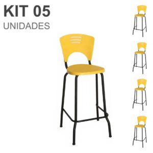 KIT 05 Banquetas Fixa Alta Piacere - Cor Amarelo - 34109