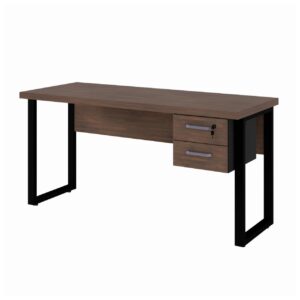 Mesa Escritório PÉ QUADRO 1,50x0,60m - C/ Gavetas - MARSALA/PRETO - 25473