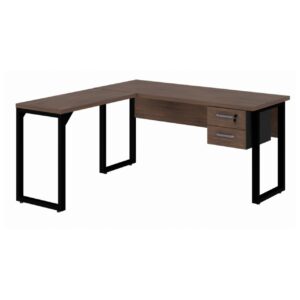 Mesa em L (Mesa 1,50m + Mesa Auxiliar) - C/ Gavetas MARSALA/PRETO - 25477