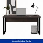 Mesa Escritório PÉ QUADRO 1,50x0,60m - S/ Gavetas - MARSALA/PRETO - 25472