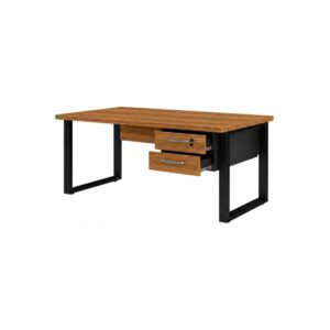 Mesa Escritório PÉ QUADRO - 1,20x0,60m - C/ Gavetas - NOGAL SEVILHA/PRETO - 24471