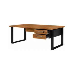 Mesa Escritório PÉ QUADRO 1,50x0,60m - C/ Gavetas - NOGAL SEVILHA/PRETO - 24473