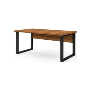 Mesa de Escritório Industrial 1,50 x 0,60cm Nogal Sevilha Tampo 40mm – Escrivaninha Home Office Premium Pollo - Sevilha / Preto - 24472