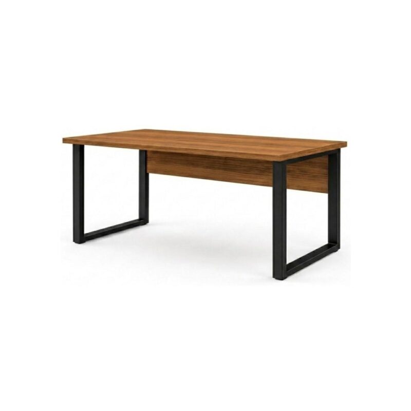Móveis para Escritório Mesa de Escritório Industrial 1,50 x 0,60cm Nogal Sevilha Tampo 40mm – Escrivaninha Home Office Premium Pollo - Sevilha / Preto - 24472