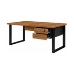 Móveis para Escritório Mesa Escritório PÉ QUADRO 1,70x0,70m - C/ Gavetas - NOGAL SEVILHA/PRETO - 24475