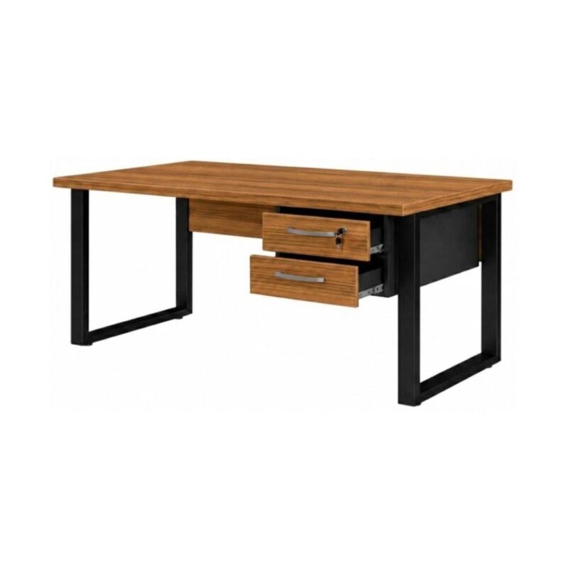 Móveis para Escritório Mesa Escritório PÉ QUADRO 1,70x0,70m - C/ Gavetas - NOGAL SEVILHA/PRETO - 24475