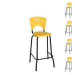 Cadeira Escritório KIT 05 Banquetas Fixa Alta Piacere - Cor Amarelo - 34109