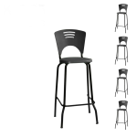 Cadeira Escritório KIT 05 Banquetas Fixa Alta Piacere - Cor Preto - 34107