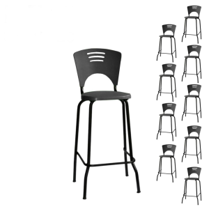 KIT 10 Banquetas Fixa Alta Piacere - Cor Preto - 34111