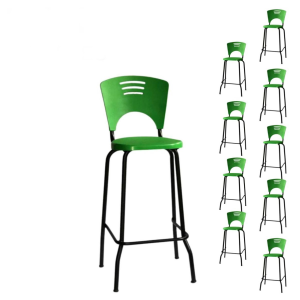 KIT 10 Banquetas Fixa Alta Piacere - Cor Verde - 34110