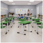 Conjunto Escolar Verde com Mesa e Cadeira 03 a 06 Anos