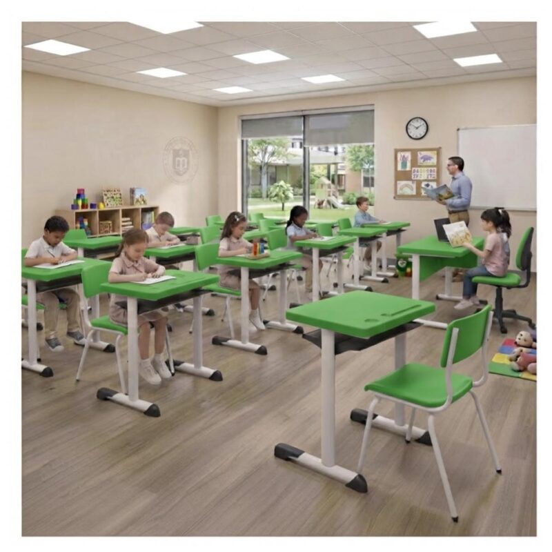 Conjunto Escolar Verde com Mesa e Cadeira 03 a 06 Anos